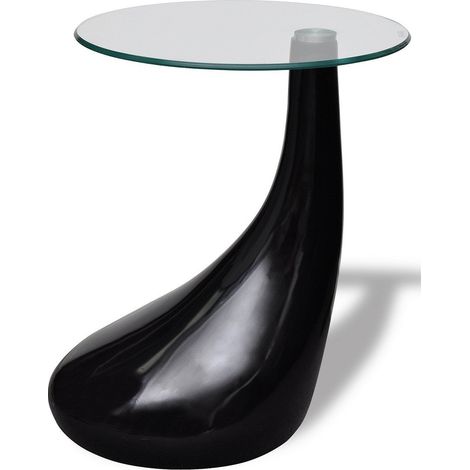 Tavolino da salotto sala da pranzo design nero vetro diametro 42 cm 0902008