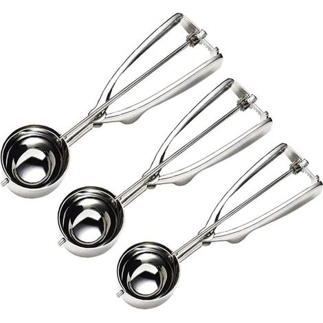 Cuillère à Glace - 3 Pcs Boules Cuillère à Crème Glacée Réutilisable Ice Cream Scoop en Acier 304 Inoxydable avec Renforcer Cuillères Sphériques pour Cookies Servir Glace Sorbets-Fei Yu (1/4)