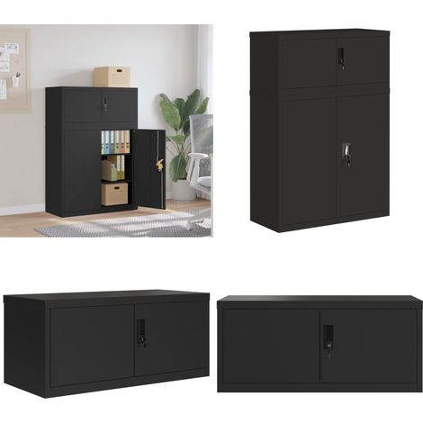 vidaXL Aktenschrank Schwarz 90x40x130 cm Stahl