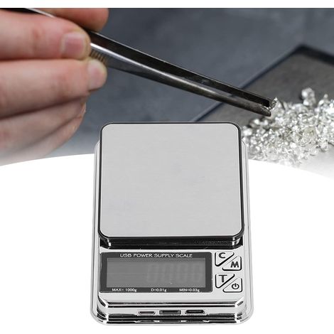 Balance à Bijoux, données précises Chargement USB Lecture Stable Balance électronique numérique LCD Haute sensibilité, pour Collier en Or (1/5)