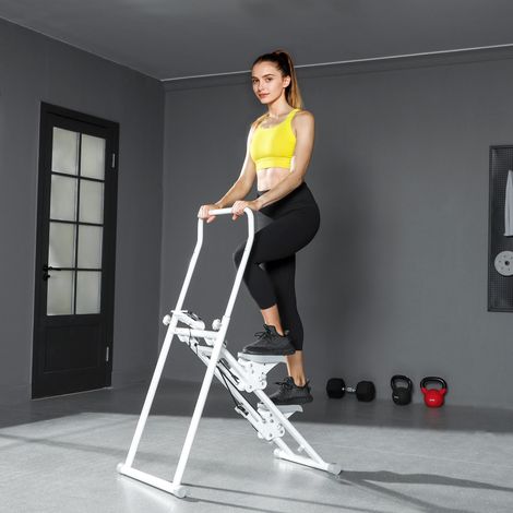 Vertikaler Stepper, faltbar und kompakt, Heimtrainer, Vertikal-Stepper mit verstellbaren Griffen, rutschfesten Pedalen, LCD-Display, Ganzkörper-Cardio-Training für das Heim-Fitnessstudio