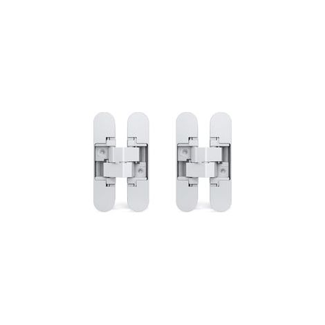 blanc Charnière invisible pour portes, Lot de 2 charnières invisibles pour portes lourdes, charge de 40 kg, ouverture de 180º, zamak.