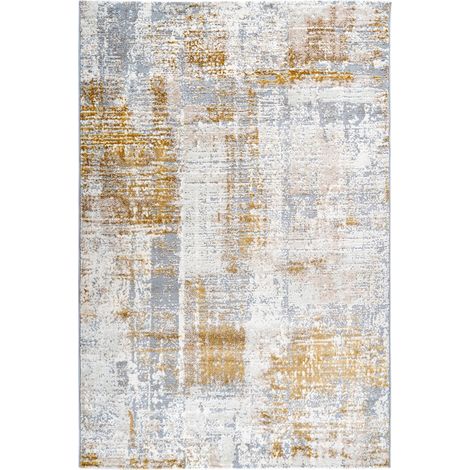 Tapis moderne moutarde effet 3d motif géométrique - 150 x 80 cm (1/3)
