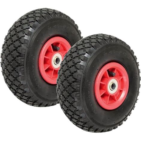 Outile – Lot de 2 roues gonflables 260 x 85 mm (3.00-4) – Alésage 20 mm – Charge max 136 kg – Jante polypropylène avec roulements à billes (1/5)