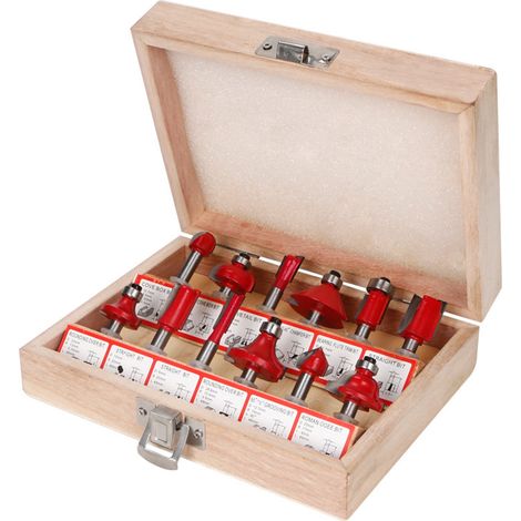 Set mit 12 Kohlenstoff-Holzfräsern, Hartmetall-Fräserset mit 1/2-Zoll-Schaft, Holzbearbeitungswerkzeuge zum Fräsen, Gravieren, Bündigfräsen und Bohren, hochbelastbarer Stahl. (1/5)