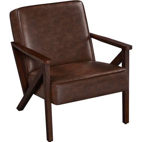 Yaheetech – Fauteuil relax brun foncé en similicuir – Cadre métal – Dimensions 67x78x79,5 cm – Confort optimal pour salon et bureau