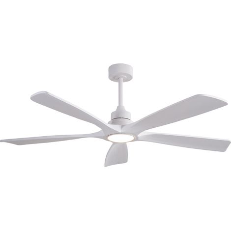 Ventilateur plafond LED 91x91x34,5 cm métal et bois blanc, 6 vitesses pour petit espace – MEUBLIV (1/5)