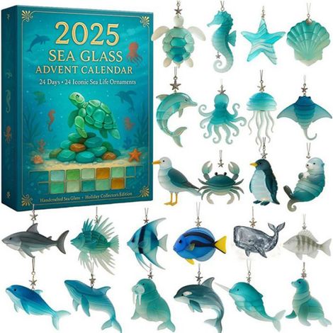 Calendrier de l'Avent - - 24 pcs Vie Marine en Acrylique - Décorations de Sapin de Noël
