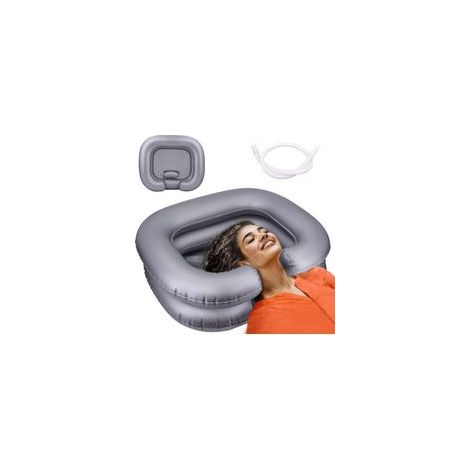 Bassine à shampooing gonflable pour personnes alitées et handicapées, bol de shampooing portable pour blessures, lavabo pour enfants, femmes enceintes, lavage facile des cheveux à la maison (argenté) (1/5)