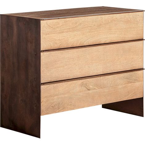Commode design industriel en bois de mango - Bois clair nuance naturelle robuste (1/5)