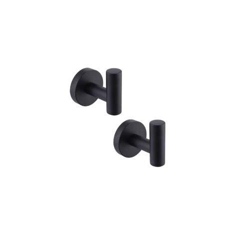 Porte-serviettes lot de 2 acier inoxydable noir noir mat (1/4)
