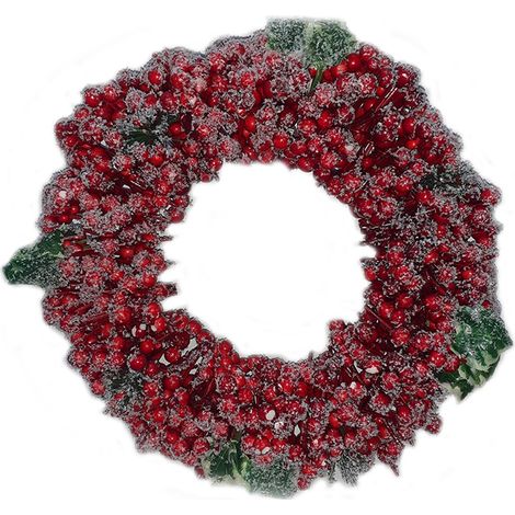 Ghirlanda rossa innevate palline bacche di natale addobbi decorazioni natalizie ornamento casa vetrine negozi idea regalo (1/2)