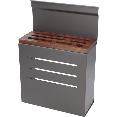 Besteck-Aufbewahrungsblock aus Aluminiumlegierung Zur Wandmontage, Modischer Multifunktionaler Küchenhalter für Effizientes Kochen, 30 Cm (Grau) (1/5)
