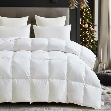 Couette Duvet 200x200cm 90% Duvet 10% Plumes Couette Toute l'année, Housse en 100% Coton, adaptée aux Personnes allergiques (1/5)