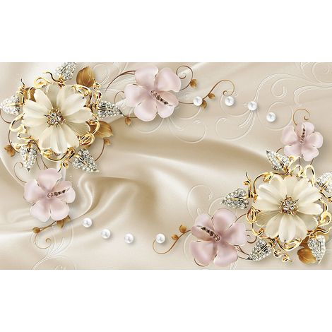 Papier peint panoramique - Fleurs 3D - 130 cm x 81 cm (1/2)
