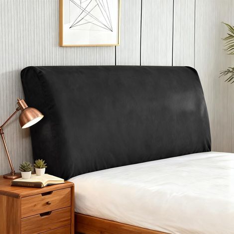 Housse de tête de lit en velours de 180 cm, douce et extensible, résistante à la poussière et aux rayures, housse de tête de lit amovible, lavable, épaisse, pour décoration de chambre à coucher (1/5)