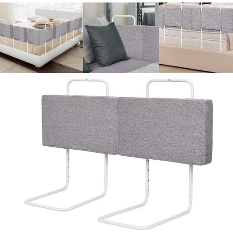Wolketon Set da 2 sponda letto bambini 50 cm, protezione anticaduta regolabile, lino (1/5)