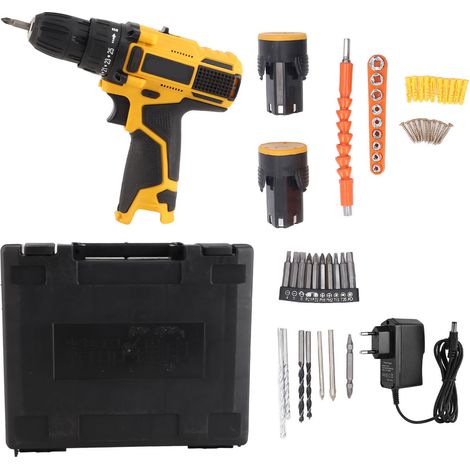 Power Drill Set 12V Lithium Lon Powered 1400RPM Multifunctional Power Drill Tool Set
