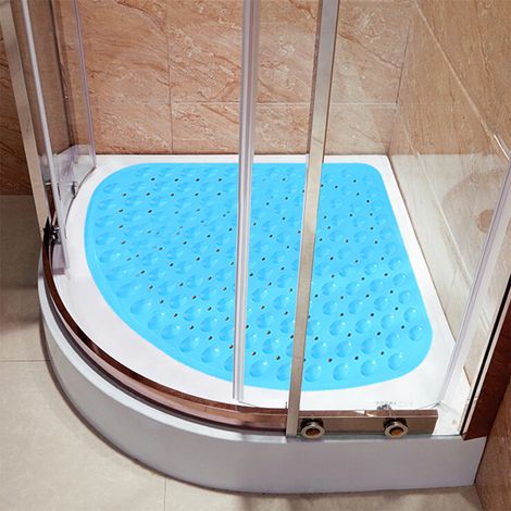 Fächerförmige, rutschfeste Badematte mit Abflusslöchern, PVC, für Dusche und Badezimmer, rutschfest. (1/4)