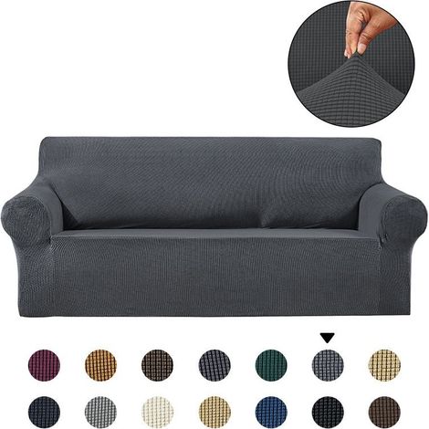 Universelle Housse Canapé 3 Places avec Accoudoirs, Extensible, Protection Chat Chiens Griffures, Housse Fauteuil Antidérapante, Gris（180-240cm） (1/5)