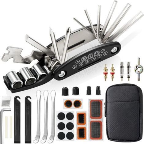 Bike Repair Kit, Bike Tool Kit, 16-in-1 Multi-Tool, Bike Puncture Repair Kit with 3 Tire Levers, Bike Patch Accessory for Bicycles, Mountain Bikes, Cycling (1/4)