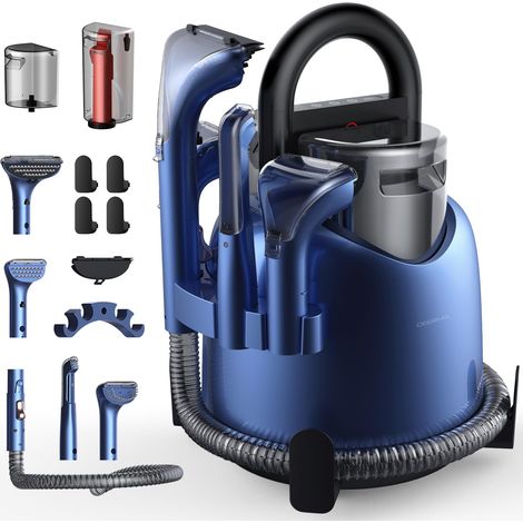 Nettoyeur Vapeur et Aspirateur Sec et Humide, 850W, 5 Brosses Spécialisées, Bleu (1/4)