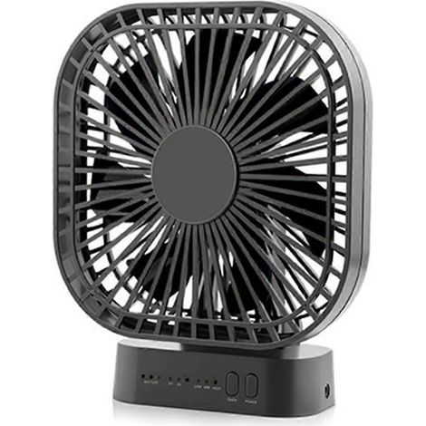 Mini ventilateur de bureau rechargeable USB avec minuterie, ventilation puissante, 3 vitesses, 7 pales, portable et silencieux, noir. (1/5)