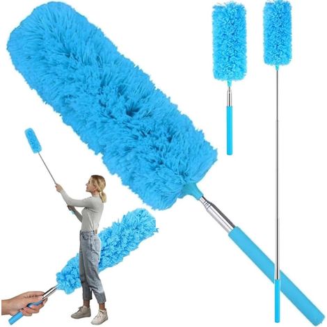 Teleskopierbarer Mikrofaser-Staubwedel, ausziehbar von 35 bis 83 cm – Einziehbarer Staubwedel für Möbel, Blau (1 Stück) (1/5)