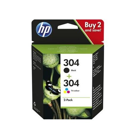 HP 304 2-pack Black/Tri-color Original Ink Cartridges Druckerpatrone 2 Stück(e) Standardertrag Schwarz, Cyan, Magenta, Gelb (1/5)