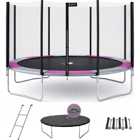 Trampoline rond 430 cm avec filet de sécurité – Structure en acier galvanisé – Échelle et kit d'ancrage inclus – Usage familial sécurisé – Kangui