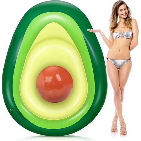 Grande bouée gonflable en forme d'avocat, jouet de piscine avec balle, bouée d'été amusante, matelas gonflable, jouet de plage pour enfants et adultes (1/5)