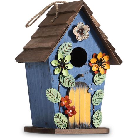 Holz Vogelhaus Hängend mit 40mm Einflugloch, Nistkasten für Wildvögel, Blau