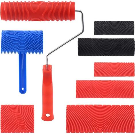 Ensemble d'outils à motif bois d'hévéa - Convient pour la décoration des murs, des sols, des meubles et des clôtures - 8 pièces (1/4)