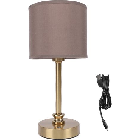 Lampe de chevet sans fil en tissu, rechargeable par USB, avec commande tactile, en alliage d'aluminium et de fer marron (1/5)