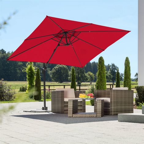 Schneider Sonnenschirm Rhodos Junior rot 270 x 270 cm inkl. Sonnenschirmhülle Ampelschirm (1/5)