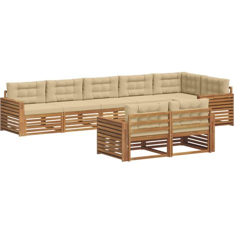 Conjunto de sofás de exterior 8 uds. Natural y Beige vidaXL (1/5)