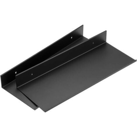 2 x étagères murales en alliage d'aluminium pour salle de bain, cuisine, chambre, salon (30 cm, noir) (1/5)