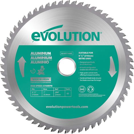 Aluminum TCT Miter Saw Blade 210mm, 60 Teeth, 25.4mm Arbor, Compatible with Miter and Table Saws