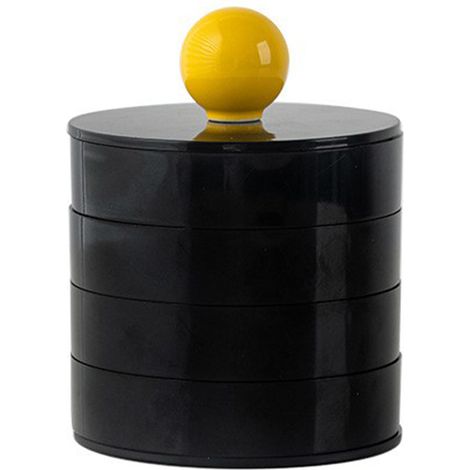 Boîte à bijoux organisateur rotatif à 4 étages avec couvercle - Noir (1/5)