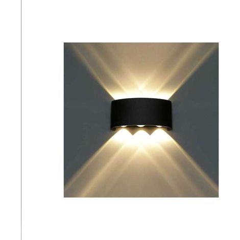 Applique murale LED extérieure et intérieure étanche IP65, lampe murale moderne pour balcon, salon, couloir, chambre, porche, aluminium noir (6W-Noir-Blanc chaud) [Classe énergétique A+] (1/5)