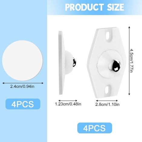 Set mit 4 selbstklebenden Mini-Lenkrollen, Tragkraft 200 kg, für Möbel, Behälter und Aufbewahrung. (1/4)
