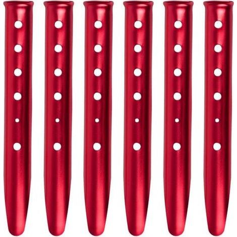 Picchetti per tenda a forma di U in lega di alluminio, 31 cm, per sabbia, set da 6, per neve, spiaggia, campeggio ed escursionismo (rossi) (1/5)