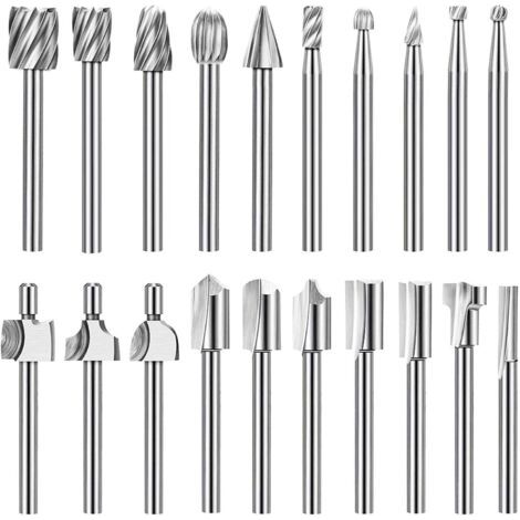 Jeu de fraises à graver haute dureté, 10 fraises en carbure HSS et 10 fraises à tige de 3 mm pour outils rotatifs, pour le (1/5)
