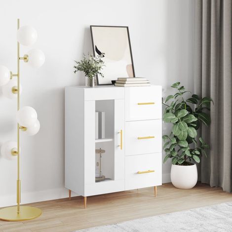 Sideboard Hochglanz-Weiß 69,5x34x90 cm Holzwerkstoff (1/5)