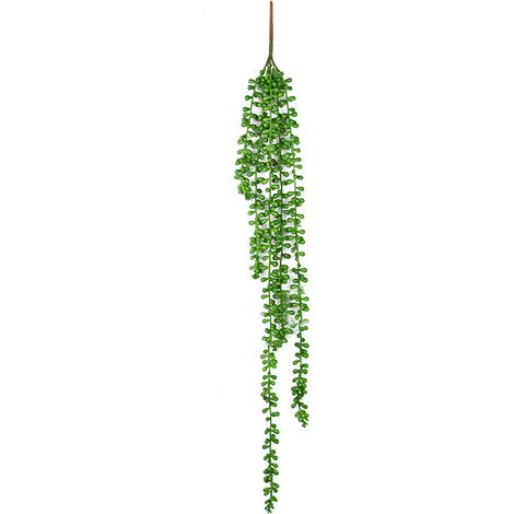 Plante grasse artificielle (5 tiges vertes, 70 cm), guirlande de perles, décoration murale en plastique, idéale pour un mariage. (1/2)
