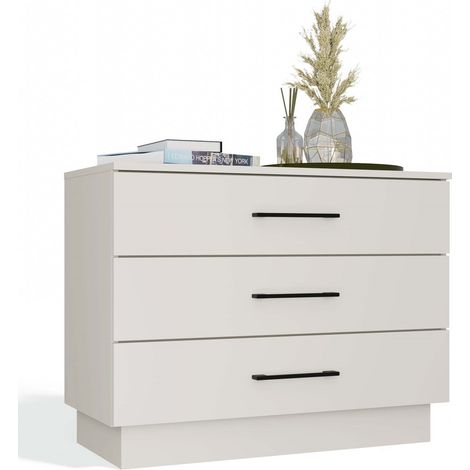 Cassettiera Amber 3S, mobiletto color cashmere, BEIGE, 3 cassetti, per camera da letto, soggiorno, 85x66x40 (1/5)