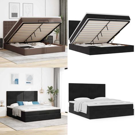 vidaXL Ottoman-Bett mit Matratzen Schwarz 180x200 cm Samt (1/5)