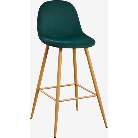 SKLUM Glamm-Hocker aus Samt  ↑75 cm       GRÜN JUNGLE  Natürliches Holz                        