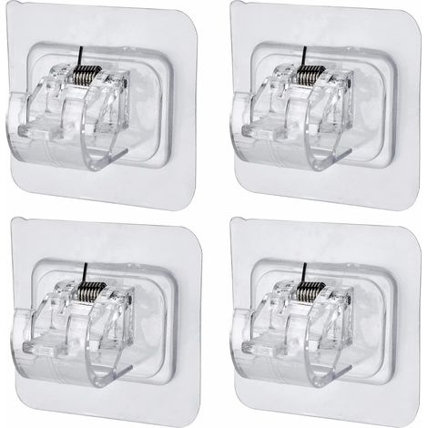 4 Self-Adhesive Curtain Rod Brackets – Adjustable Hooks, Easy Wall Mount (1/5)