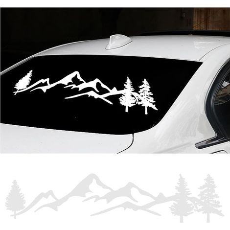 Autocollant Voitures Stickers pour Camion, Autocollant-Voiture Camping Car, Autocollant Voiture Décalque Capot Imperméable, Autocollants Voiture Montagne, Autocollant Voiture Montagne(Blanc) (1/5)